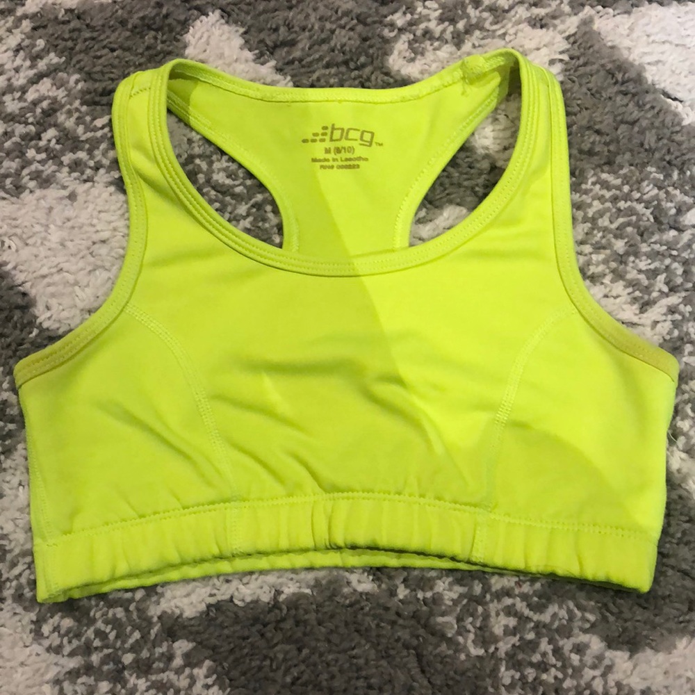 Bright yellow sports bra